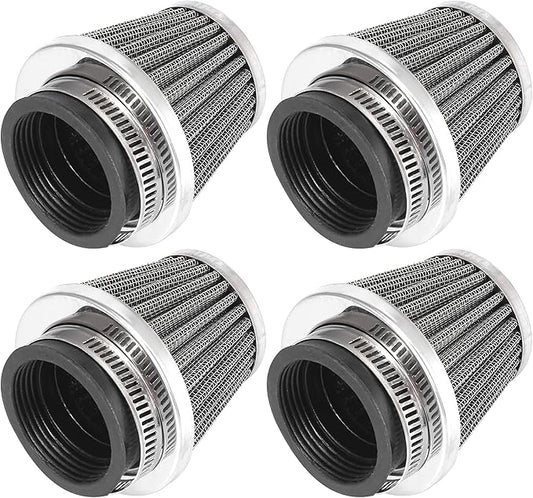 Motoforti 4pcs Universal 42mm Air Filter Cleaner Round Tapered Replacement for Motorcycle Black