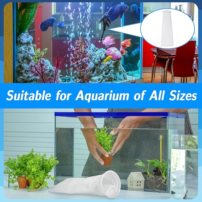 Oudain 16 Pack 4 Inch Ring Filter Socks 200 ?m Aquarium Bags 4 Inch Ring by 15 Inch Long Socks for Fish Tank Freshwater Saltwater Aquariums