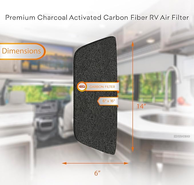 RV Premium Charcoal Activated Carbon Fiber Air Conditioner Filter - Air Duct AC Carbon Filter Replacement for RV AC Vent (4 Pack, 6" x 16")