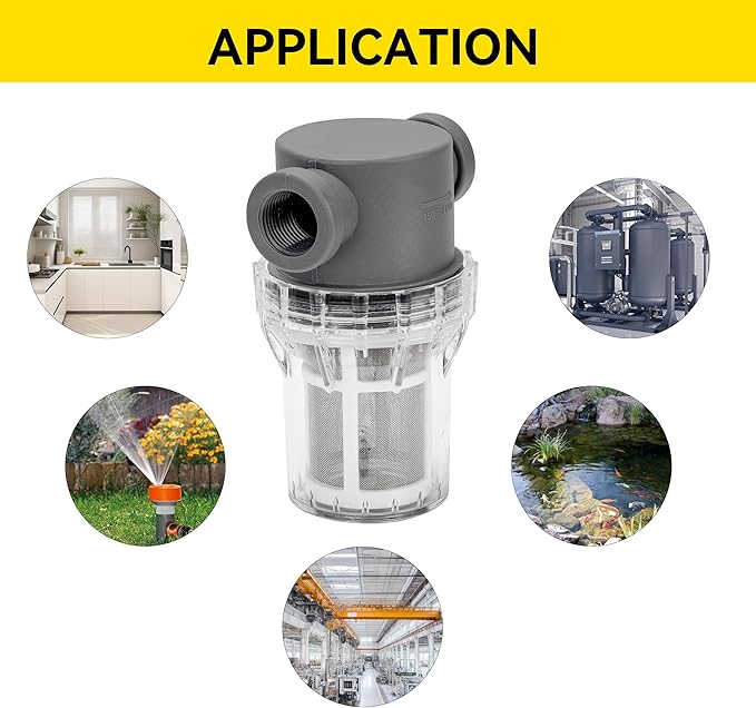 1/2'' Female NPT in-Line Strainer - Garden Hose Filter for High Pressure Washer, Sediment Filter with 60 Mesh Stainless Steel Screen (1/2'' 60 Mesh)