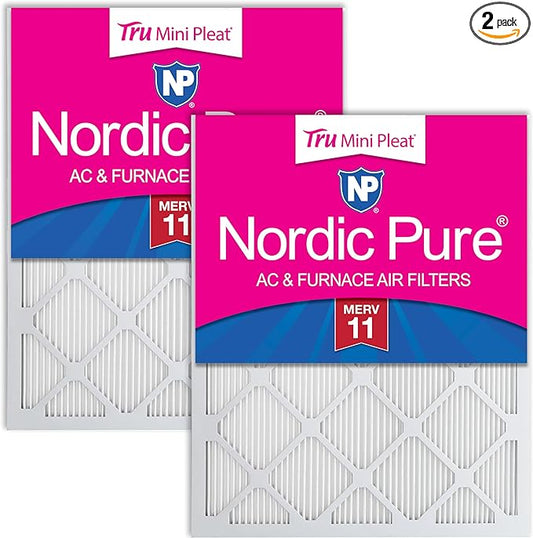 Nordic Pure 18x20x1 (Actual Size: 17 3/4 x 19 3/4 x 3/4) Tru Mini Pleat MERV 11 AC Furnace Air Filters – 2.5X More Media for Extended Durability & Superior Filtration - 2 Pack