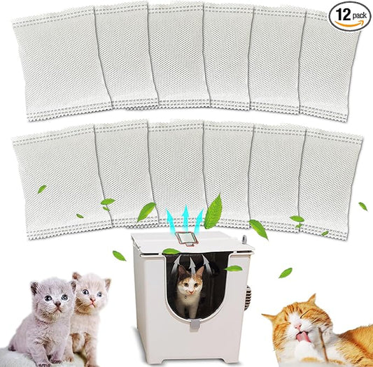 12 Pack Replacement Charcoal Filters for Modkat Flip Cat Litter Box, Activated Carbon Air Purifier Refills Compatible with Modkat Flip Cat Litter Box