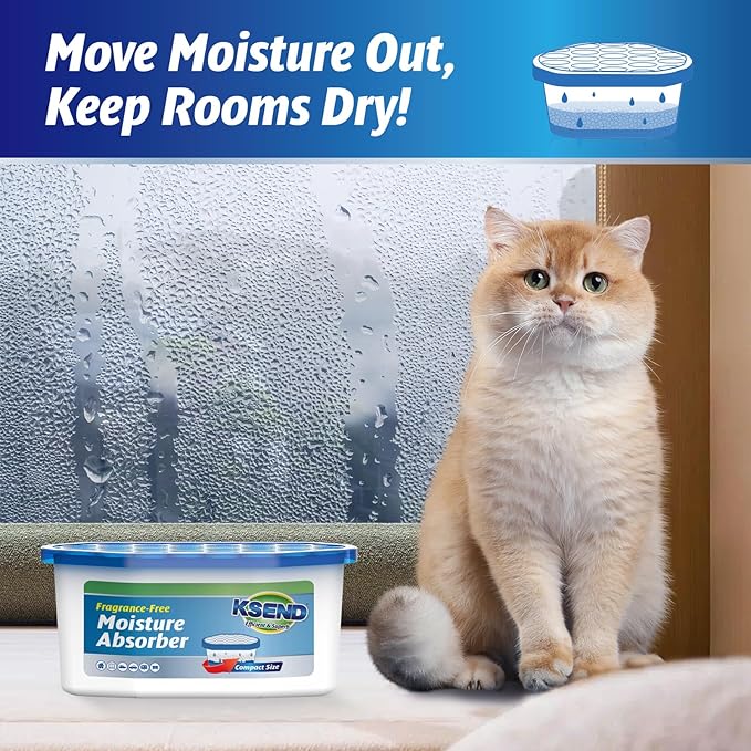 Moisture Absorbers, 24 Pack, Compact Dehumidifier for Closet, Efficient Humidity Absorber Boxes, Moisture Absorber for Closet, Odor Eliminator with Fragrance Free, Blue, 6.4oz, 300ml