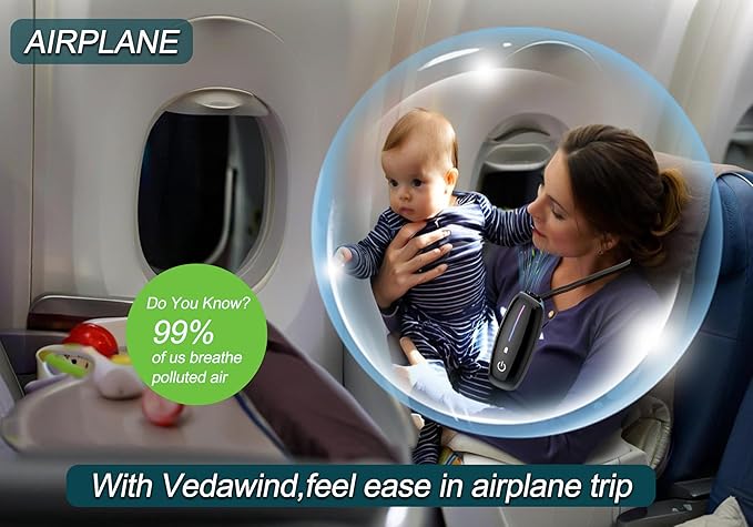 Portable Air Purifier-Wearable Personal Ionizer Necklace,Mini Size, High Gear Ions Generator,Wearable for Travel, Airplane, Office, Outdoor Use, Home Black