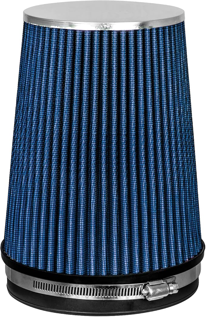 Mortar Aftermarket Auto Air Filter – 6 In Flange ID Car Enthusiast Class Universal Cold Air Intake Gulps in More Air for More Engine Power & Passionate Induction Sound, Length 8 In, Blue