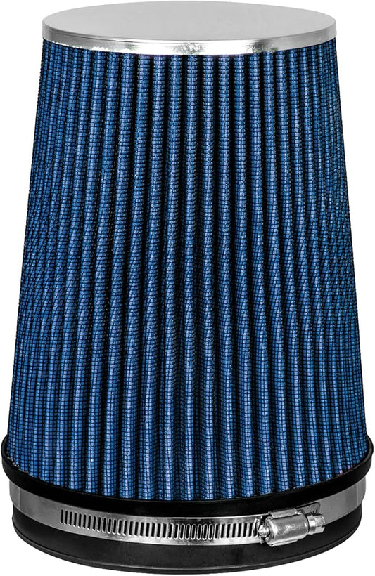 Mortar Aftermarket Auto Air Filter – 6 In Flange ID Car Enthusiast Class Universal Cold Air Intake Gulps in More Air for More Engine Power & Passionate Induction Sound, Length 8 In, Blue