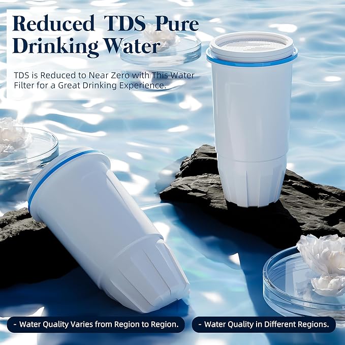 Water Filter Replacement Compatible with Zero Pitcher and Dispensers ZR-001, ZR-017, ZP-006 ZD-013, Reduces Lead,TDS, PFOA/PFOS, Chlorine and More, by NUTTUTO, Pack of 2