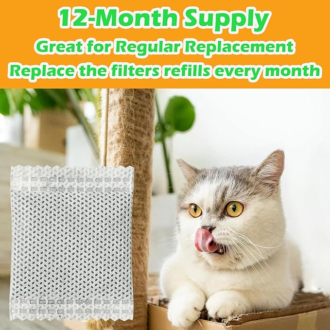 12 Pack Activated Charcoal Filters Refills for Meowant Automatic Litter Box, Pet Odor Eliminator for Meowant Self-Cleaning Cat Litter Box