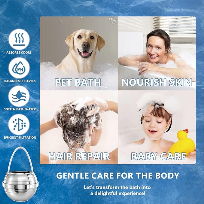 Yodel Bath Filter for Tub, Bathtub Hard Water Softner to Remove Chlorine and Fluoride, Improves Skin, Hair and Nails Condition,Chrome