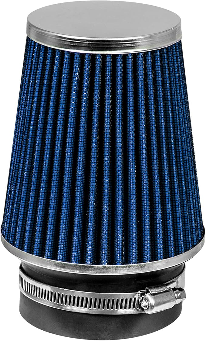 BLUE 3.5" 89 mm Inlet Narrow Cold Air Cone Replacement Performance Washable Clamp-On Dry Air Filter