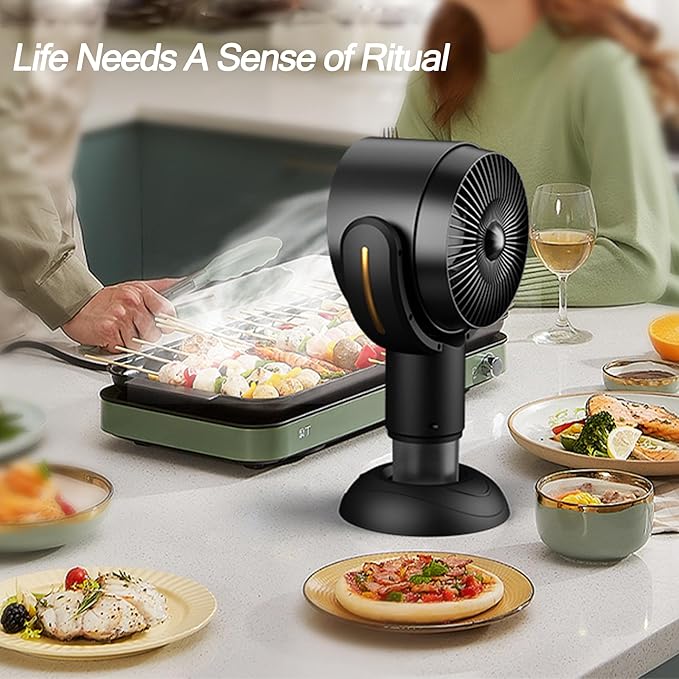 PuffHide Smokeing Fan for Smoking Indoors, Black Gold Electric Smokeaway Purifier Fan Portable Table Smoke Air PuriferFan Adjustable Angle Kitchen Mini Filter Smoke ExhaustFan(Rechargeble)