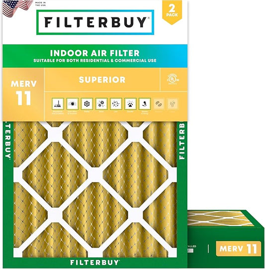 Filterbuy 20x23x4 Air Filter MERV 11 (MPR 1200) Allergen Defense Replacement (2-Pack), Electrostatic Pleated HVAC AC Furnace Filters, Made in USA (Actual Size: 19.50 x 22.50 x 3.63)