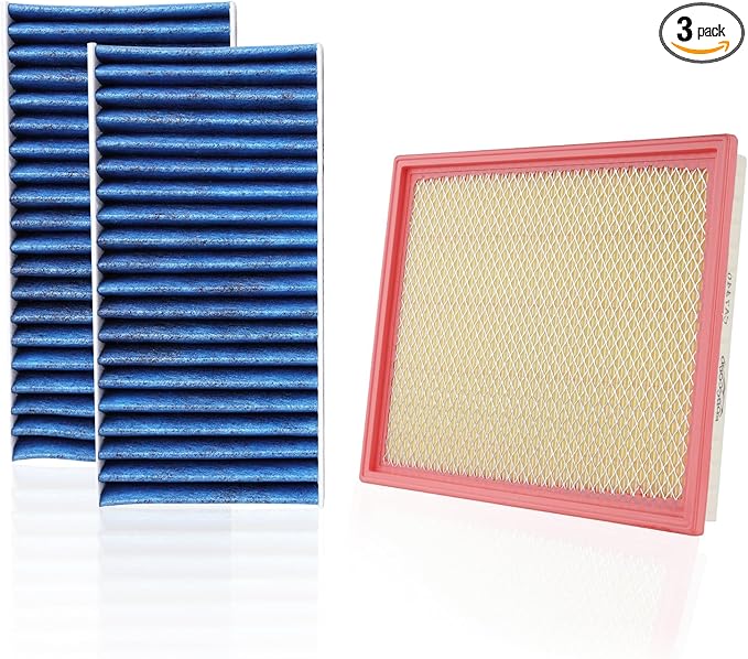 2*Cabin Air Filter and 1*Engine Air Filter Fit for Nissan Frontier NV1500 NV2500 NV3500 Pathfinder Xterra & Suzuki Equator Activated Carbon Cabin Filter Replacement CF10553 CA7440