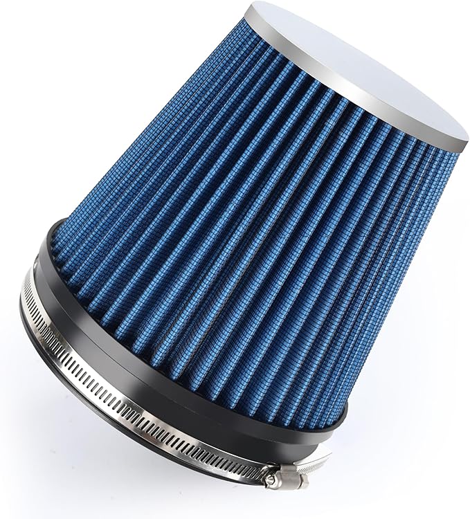 6" 152mm Cold Air Intake Filter Clamp-On Replacement High Flow Inlet Air Filter High Performance Washable Cone Filter 7" Tall Blue