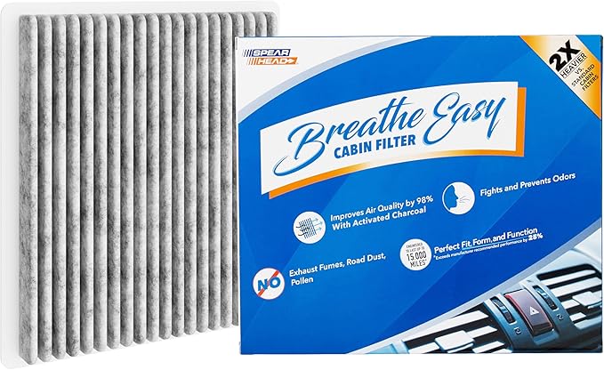 Spearhead Odor Defense Breathe Easy Cabin Filter | Fits 2001-05 IS300, 1999-03 RX300, 2001-07 Highlander Like OEM | Up to 25% Longer Lasting w/Activated Carbon (BE-138)