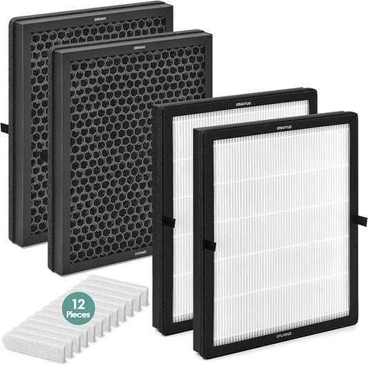 4-Pack E-200 Filter Replacement Kit Compatible with LUNINO Air Purifier Replacement Filter DSHAAPO04FE for LUNINO Air Purifier E-200, 3-in-1 Filtration, 4 High-Efficiency Filter & 12 Aromatherapy Pad