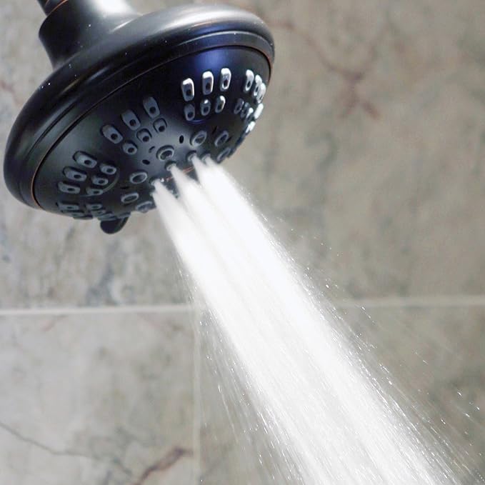 6 Function Adjustable Luxury Shower Head - High Pressure Boosting, Wall Mount, Bathroom Showerhead For Low Flow Showers, 2.5 GPM - Oil-Rubbed Bronze