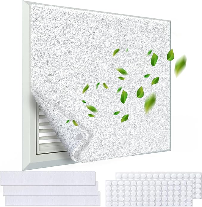 UBeesize Air Vent Filters Kit - 20" x 100" Cut to Size Air Filter Material (70+ Filters), With Adhesive Hook Tape for Home Floor, Grilles, Ceiling, HVAC Furnace Vents