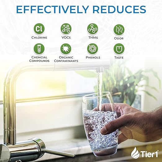 Tier1 Whole House Chlorine Filter | 600,000 Gallon Capacity, 5-6 Year Life | Pre-Filled Carbon Tank with 1 Cubic Foot of Premium Acid-Washed Granular Activated Carbon | Home Water Filtration System