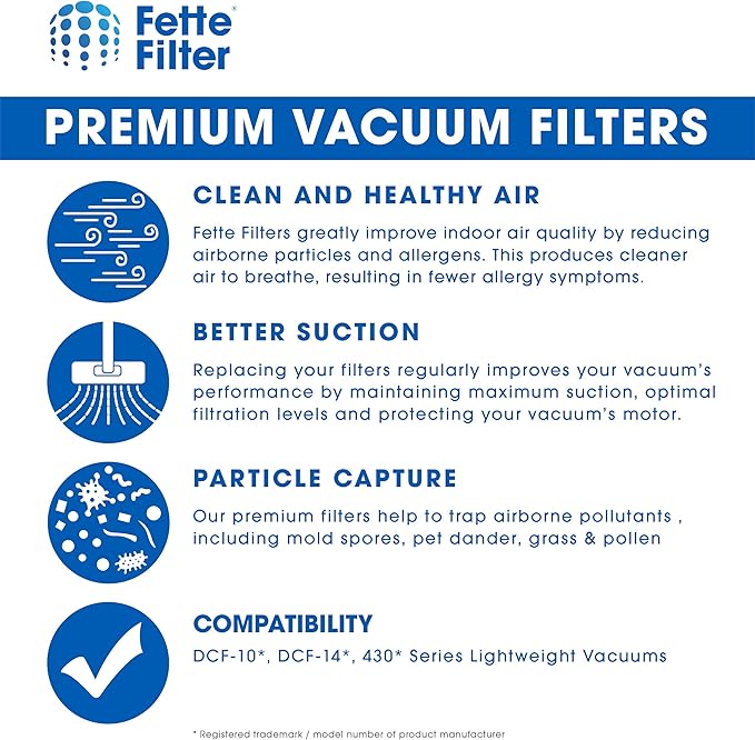 Fette Filter - HEPA Vacuum Air Filter Compatible with Electrolux Guardian LUX Aerus Epic 8000 9000 C134A C134B C134C C134D C134E C134F C154A C154B C154C C154D. Compare to Part # 47404 - Pack of 2