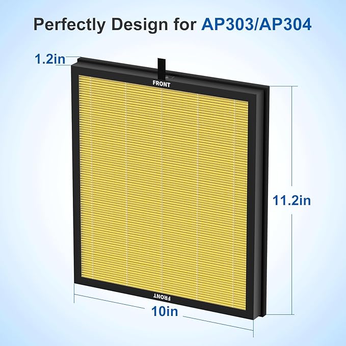 AP303 AP304 Replacement Filter, Compatible with DAYETTE AP303 AP304 and FRESHDEW AP303 AP304 Air Cleaner Puri-fier, HEPA Filter with 3 Stage Filtration, 2 Pack