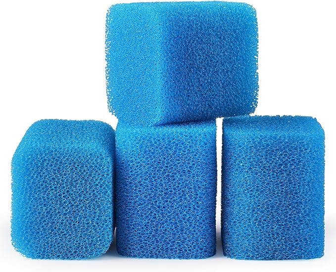 Replacement Filter Sponge for Aquariums (4 Pack), Washable and Reusable Biological Filter Sponge Media for Fish Tanks
