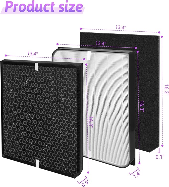 AD3000 Replacement Filter Compatible with Air Doctor 3000 Air Purifier, Fits 3000/3000M/3000Pro, Includes 1 Main Filter, 2 Activated Carbon Filters & 4 Pre-Filters, 7-Pack