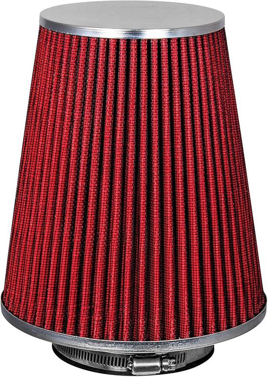 Mortar Aftermarket Auto Air Filter - Car Enthusiast Class Universal Cold Air Intake Gulps in More Air for More Engine Power & Passionate Induction Sound, 8-In-Long, Flange ID 4 In, Red