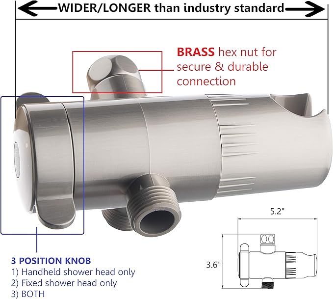 5-Inch Anti-Clog High Pressure LARGE Dual Shower Head with Handheld Spray - 5 Unique Spray Modes/BRASS CONNECTOR/5 Ft Stainless Steel Hose/Spot Resist Brushed Nickel