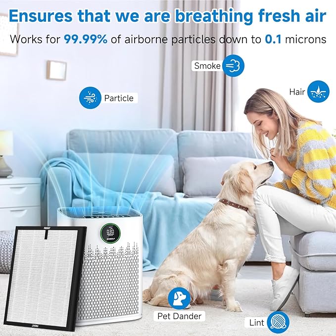 2 Pack HAP-603/HAP-603WF Replacement Filter Fit for ECOSELF Air Purifier Filter Replacement for ECOSELF HAP603 / HAP603WF Air Purifier, for Home Large Room with Smart Mode, # RFHAP603 White