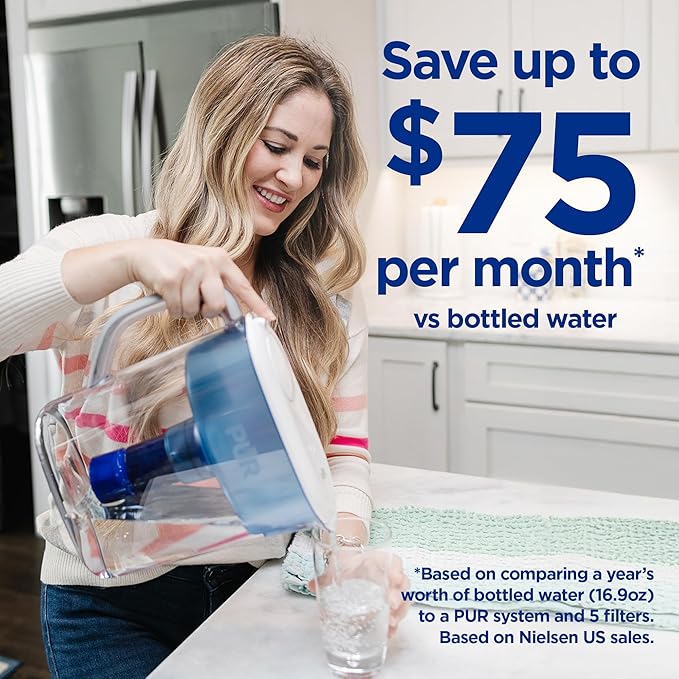 PUR PLUS Lead Reducing Water Pitcher and Dispenser Replacement Filter 1-Pack, NSF and WQA Certified – Compatible with all PUR brand Pitchers and Dispensers, Blue, PPF951K1