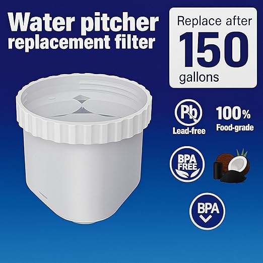 Nispira Water Pitcher Filter Replacement For Epic Pure, Seychelle, Aquagear Dispenser | Removes Chlorine, Lead, Odor and More | 150 Gallon 6 Packs