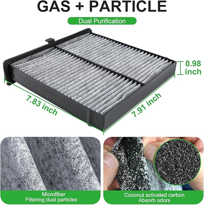 2pcs Set Activated Carbon Cabin Air Filter for Mazda 3 (2019-2025), CX-30 (2020-2023), CX-50 (2023-2025); Replace BDTS-61-J6X, BDTS61J6X