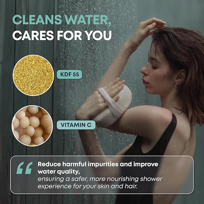 AquaHomeGroup Shower Filter for Chlorine-Free Water (2 Cartridges Included) – Removes Impurities & Odors for Cleaner, Fresher Water – High-Pressure Showerhead Filters with KDF, Carbon & Vitamin C