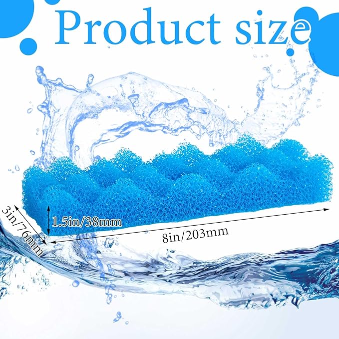 Maxcheck 10 Pcs Bio Sponge Foam Compatible with 206/207 Foam Filters Media Replacement Sponges for Aquarium Filters Fish Tank Accessories, Blue