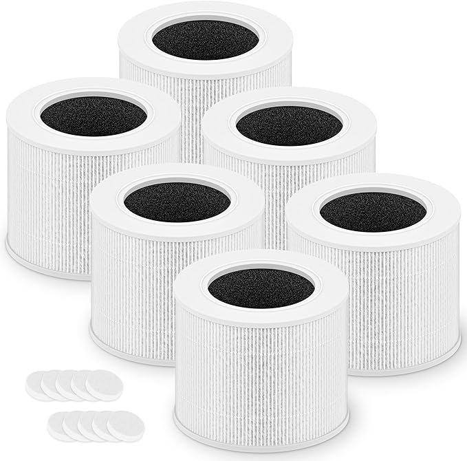 Core Mini Replacement Filter for LEVOIT Core Mini and Core Mini-P Air Purifier, 3-in-1 H13 Grade True HEPA and High-Efficiency Activated Carbon, Core Mini-RF, 6 Filter & 10 Fragrance Sponge