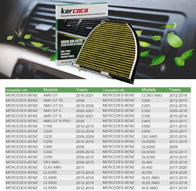 CUK29005 (CF10934) Cabin Air Filter, Replacement for AMG GT, C230, C250, C300, C350, E250, E350, E400, E550, Premium Cabin Filter with Activated Carbon, Filter Up Dust Pollen