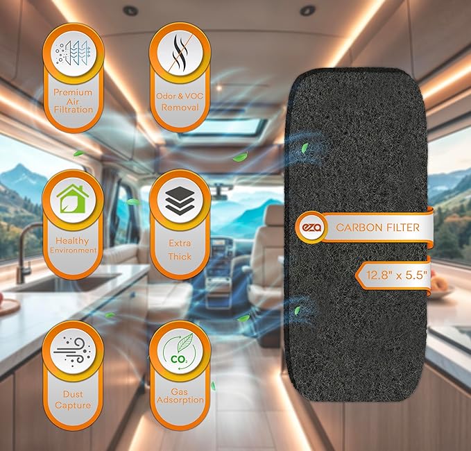 RV Premium Charcoal Activated Carbon Fiber Air Conditioner Filter - Air Duct AC Carbon Filter Replacement for RV AC Vent (4 Pack, 12.875” x 5.5”)