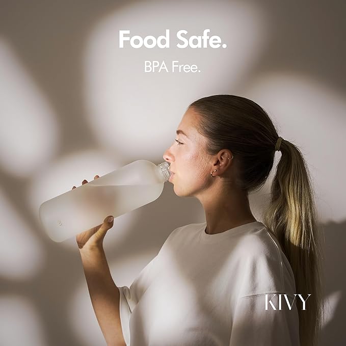 KIVY Large Water Bottle 50oz [Lightweight & Shatterproof] - Fits Backpack & Cupholder for Travel, Sports, School - Clear, No Straw, 1.5 Liter