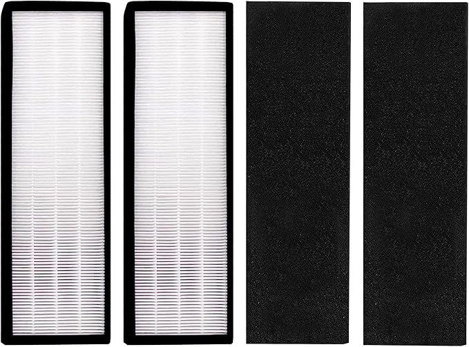 Fette Filter - 2 Pack Premium T500 True HEPA Filter Replacements Compatible with Air Purifier Filter T500 tower. Compare to Part # TF60-MP & TF60-MP (Includes 2 Hepa & 2 Carbon Filters)