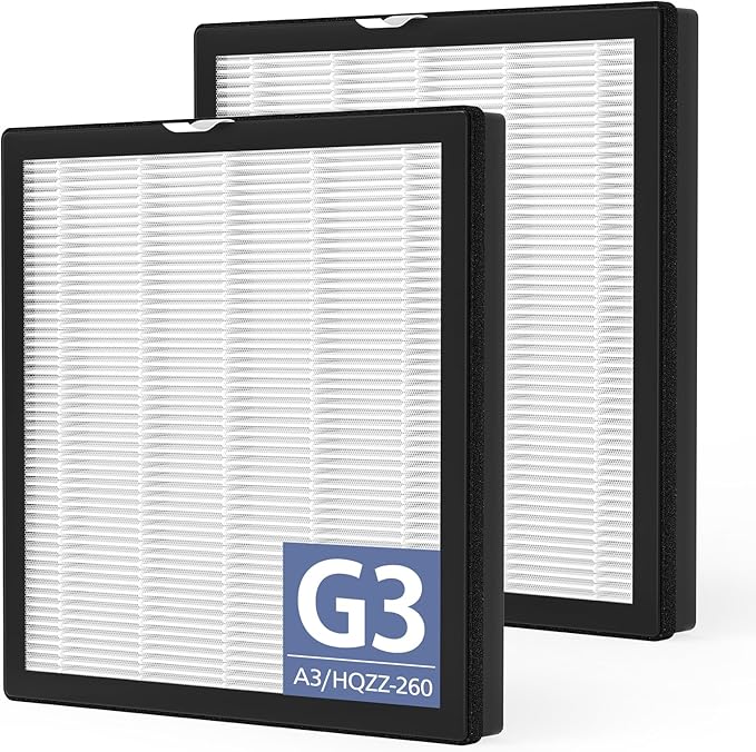 G3 Air Purifier Repalcement Filter Compatible with AMEIFU G3 Sferf-30 (FXAP2W), for VEWIOR A3, For Tailulu HQZZ-260 Air Purfier, 3-in-1 True HEPA Air Cleaner Filter, 2 Pack