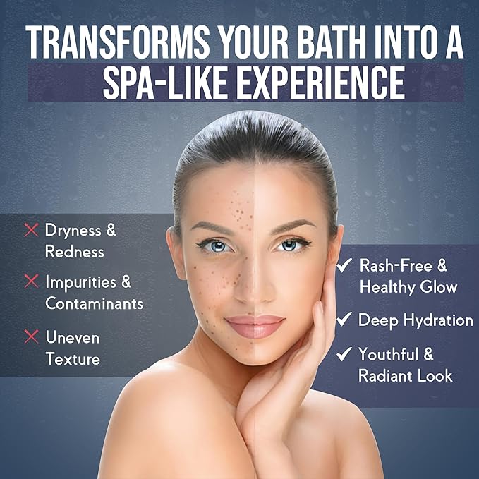 VXCELLENT 8-Stage Bathtub Water Filter – Removes Chlorine & Impurities – Vitamin C + Carbon Filtration – Long-Lasting 5,000 Gallons – Skin & Hair Friendly Bath Filter