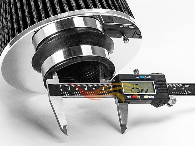 BLACK 2.5" 63.5 mm Inlet Cold Air Cone Replacement Performance Washable Clamp-On Dry Air Filter