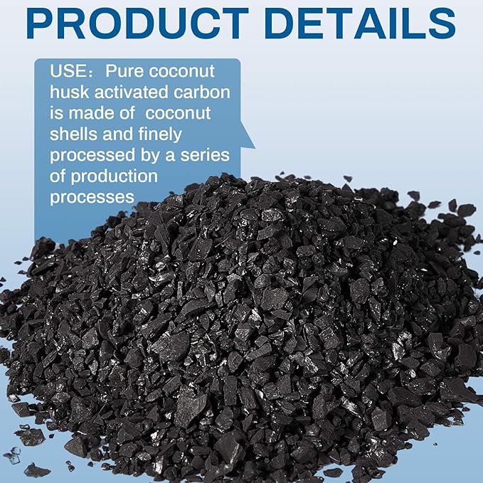 Timgle 25 Lbs Bulk Water Air Filter Activated Charcoal Coconut Hull Granular Activated Carbon 10-18 Mesh Water Distiller Charcoal Filters Media for Filtration