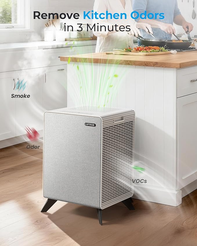 Air Purifiers for Home Large Room Up to 2250 ft² with WIFI - Remove 99% of Smoke Allergies Pet Dander Odor - Dual 3-Stage Filter of Washable Filter and True HEPA Filter with AQI, Sleep, Auto Mode