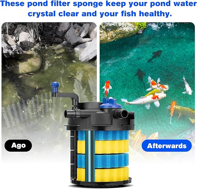 Pond Filter Replacement Sponge Filter Media Pad Koi Fish Pond Filter Sponge CPF 2500 Compatible with Grech VIVOHOME/VEVOR Pond Filters for Outdoor Ponds Aquarium Bio Sponge Filter Media Pad