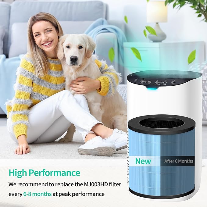 Enhanced MJ003HD Replacement Filter Compatible with POMORON MJ003HD Air Purifier 4-in-1 H13 HEPA and Activated carbon Filters,Mj003hd-RF 2park filters and 10 Aroma Pads