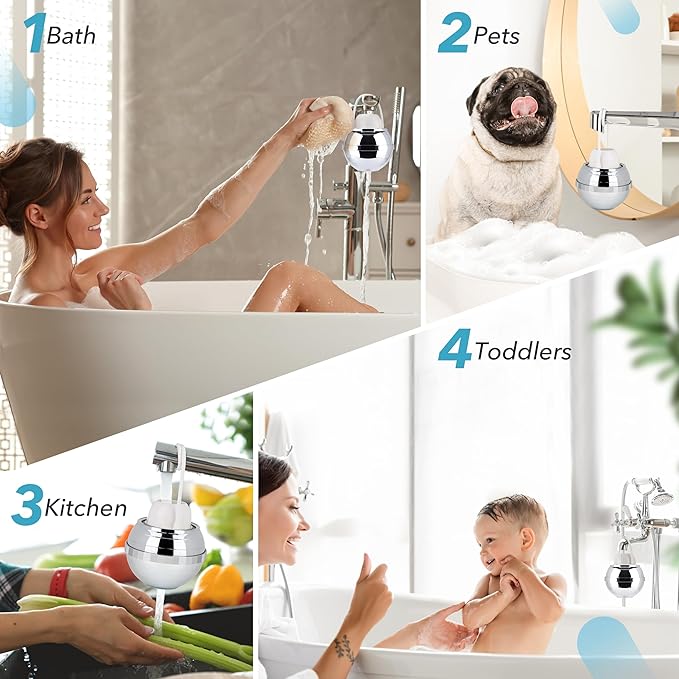 Advanced Bathtub Water Filter - 10-Stage Filtration - Bath Filter for Tub Faucet - Bath Filter Reduces Chlorine & Heavy Metals, Balances pH, Infuses Vitamin C - BPA-Free - Easy Install