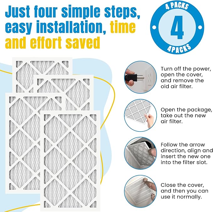 12x20x1 Air Filter,MERV 8,Furnace Air Filter for HVAC,Dust Defense-4packs by MIFLUS