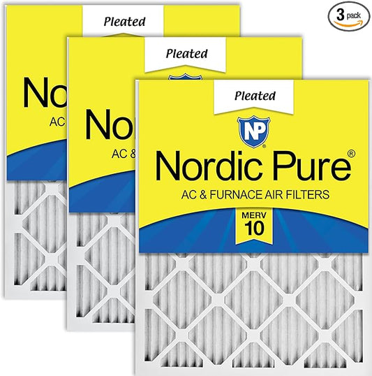 Nordic Pure 18x20x1 (17 1/2 x 19 1/2 x 3/4) Pleated MERV 10 Air Filters 3 Pack